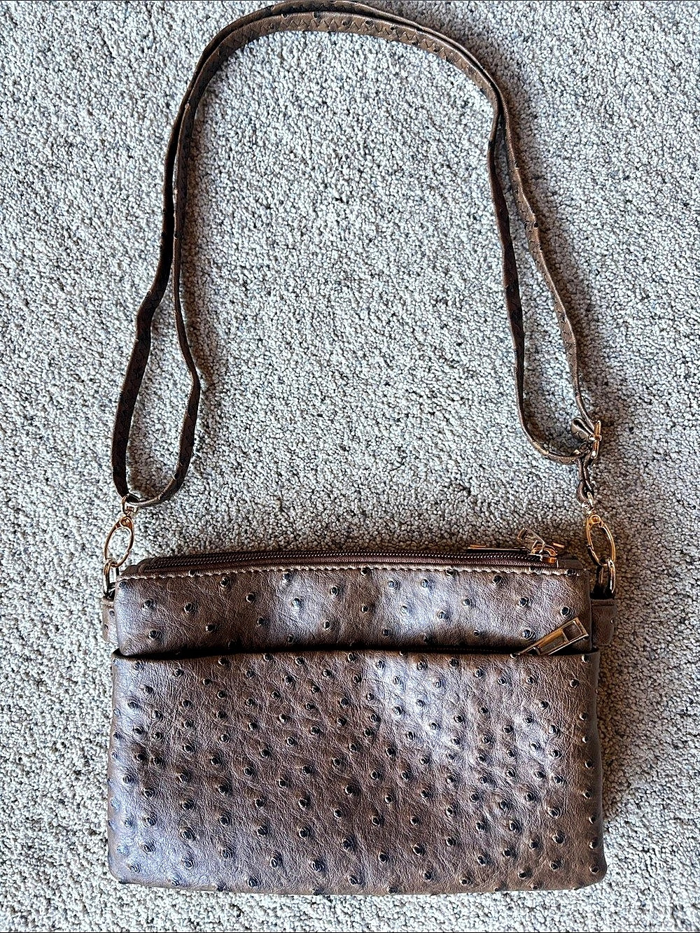 Brown Multi-Zip Crossbody Bag